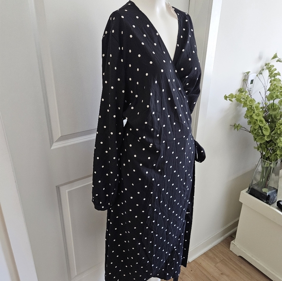 LOFT Dresses & Skirts - Loft Black dot wrap dress